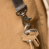 This is the key clip view of the leather all in one backpack in black