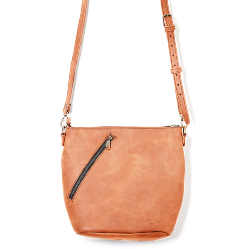 Suzette's Steals Crossbody Concealed Leather Bag - Tobacco