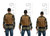 This is a size comparison of the squared leather backpack from the back.
