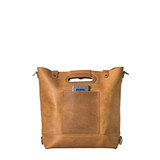 This is the back view of the Anniversary Leather Backpack Tote in light brown
