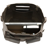 This is the inside view of the Anniversary Leather Backpack Tote in carbon black
