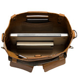 This is the inside view of the Anniversary Leather Backpack Tote in light brown