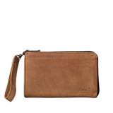 This is the front view of the medium leather wallet in tobacco