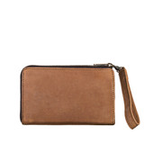This is the back view of the medium leather wallet in tobacco
