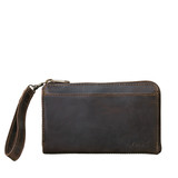 This is the front view of the dark brown medium leather wallet