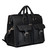 This is the black flight bag leather briefcase shown from the side angle with two handles and a shoulder strap. Made by Saddleback