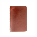 Front of the chestnut colored leather pocket notebook. Made by Saddleback