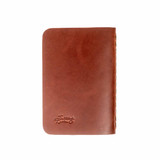 Back of the chestnut colored leather pocket notebook. Made by Saddleback