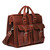 Side profile of the red brown leather flight bag briefcase showing the sizing and storage available. Made by Saddleback