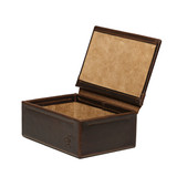 Here is the lid opened on the small dark coffee brown organizer box that goes inside the grandfather briefcases. Made by Saddleback