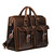 This is the dark coffee brown flight bag leather briefcase at an angle to show the sizing better. Made by Saddleback