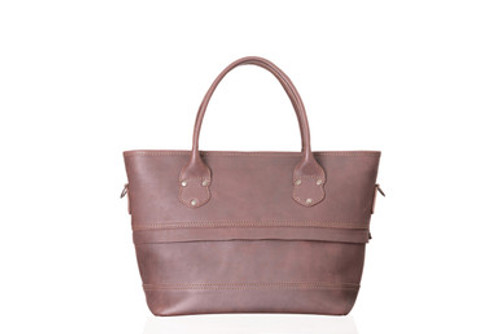 Suzette's Steals Expandable Zipper Leather Tote - Chestnut