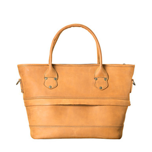 Suzette's Steals Expandable Zipper Leather Tote - Tobacco