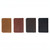 All 4 of the leather pocket notebooks side by side in the colors tobacco, chestnut, dcb, and black. Made by Saddleback
