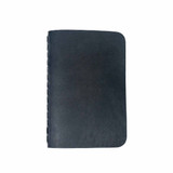 Front of the black leather pocket notebook. Made by Saddleback