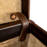 Full grain leather carry on detail view.