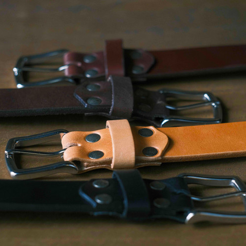Leather veg-tanned belts by Saddleback.