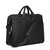 This is the backside of the black flight bag leather briefcase showing the shoulder strap and two handles for easy carry. Made by Saddleback