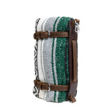 Leather Blanket Roll with Green Blanket - Standing