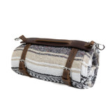 Leather Blanket Roll with Tan Blanket - Rolled