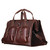 Angled view of Saddleback Leather's Deep Pocket Leather Duffle Bag in Red Brown / Chestnut