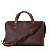 Back view of Saddleback Leather's Deep Pocket Leather Duffle Bag in Red Brown / Chestnut