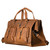 Angled view of Saddleback Leather's Deep Pocket Leather Duffle Bag in Tan Brown / Tobacco