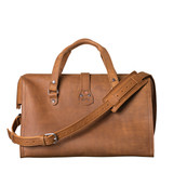 Back view of Saddleback Leather's Deep Pocket Leather Duffle Bag in Tan Brown / Tobacco
