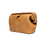 Leather Organizer Bag with framed closure - Angled