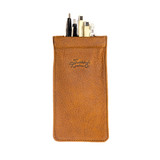 bear trap leather pen case with tumbled leather in tan