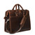 This is the backside of the flight bag leather briefcase showing the shoulder strap and two handles for easy carry. Made by Saddleback