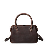 A dark brown full-grain leather purse.