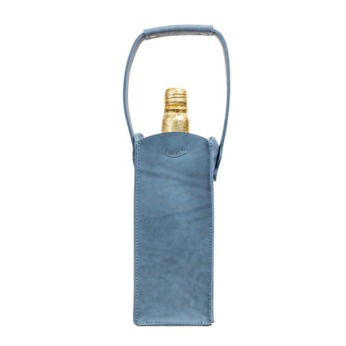 Leather Wine Bottle Carrier - Bristol Blue