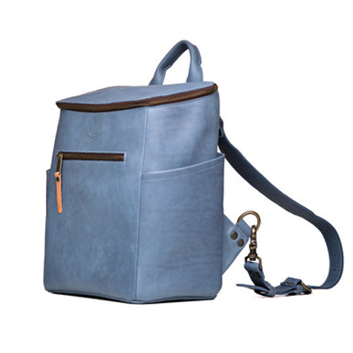 Suzette's Steals All in One Medium Leather Backpack - Bristol Blue Bell