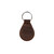 Dark coffee brown leather keychain with the Saddleback Club logo on the front
