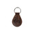 Dark coffee brown leather keychain with the Saddleback logo on the back