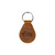 Leather membership keychain in tobacco with the Saddleback logo