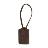 Dark coffee brown leather lanyard with the Saddleback logo