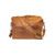 Back of the overnight bag in tobacco with the shoulder strap over it. Made by Saddleback