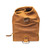 Side of the overnight bag in tobacco with the top rolled down and buckled. Made by Saddleback