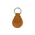 Tobacco colored leather membership keychain with the Saddleback club logo