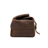 Side of the dark coffee brown toiletry dry bag. Made by Saddleback