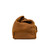Side of the tobacco colored leather toiletry dry bag. Made by Saddleback