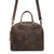 The front view of the leather weekend bag in black