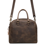 The front view of the leather weekend bag in black