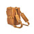 Tobacco colored overnight bag in backpack mode. Made by Saddlebacl