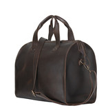 This is the side of the simple overnight leather duffle bag in dark coffee