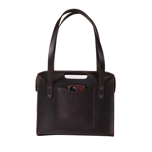 Dave's Deals Professional Leather Tote - Dark Coffee Brown
