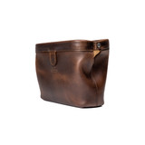 The Big Mouth Organizer in Dark Coffee Brown opened - Angled view