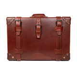 Full grain leather suitcase in chestnut / red brown leather.